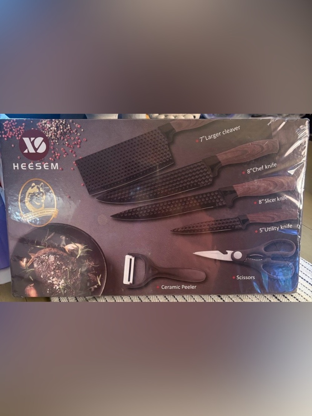 7-Piece Kitchen Knife Set with Ceramic Peeler and Scissors - Black